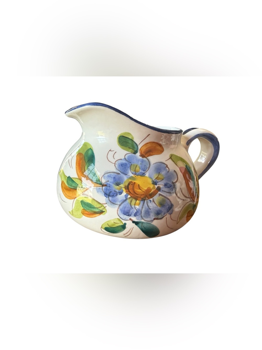 Hand Painted Italy Floral Pitcher